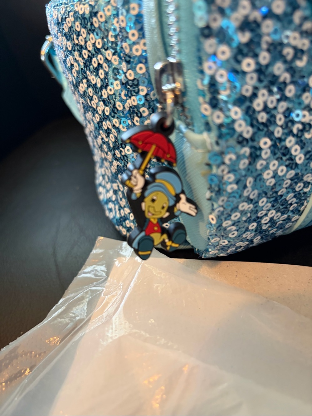 Loungefly Disney Pinocchio's Blue Fairy Sequin Light-Up Cosplay Mini Backpack - Picture 4 of 6